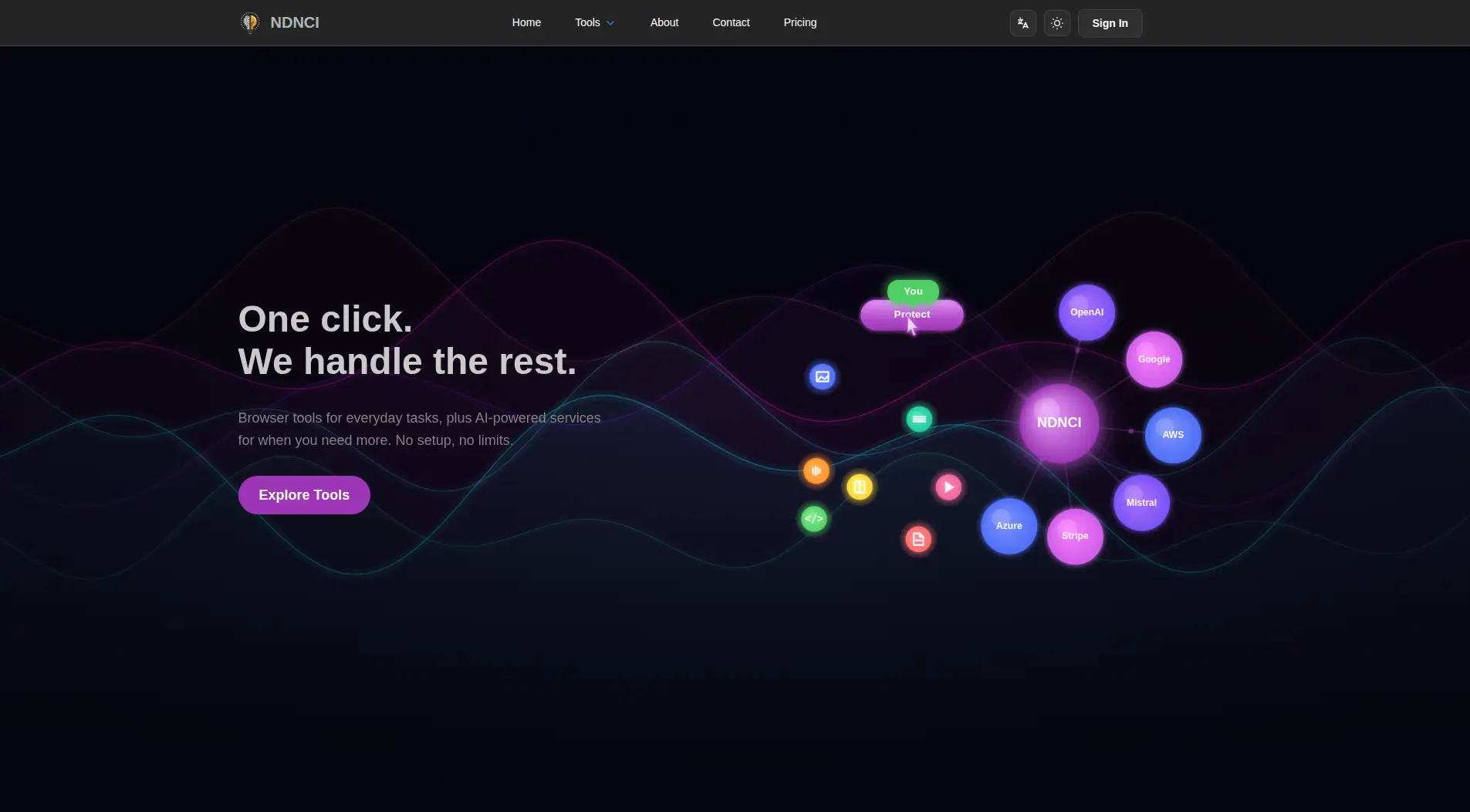 NDNCI's home page presenting its online tools